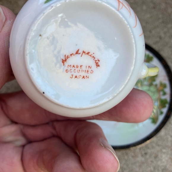 Vintage Made In Occupied Japan Mini Tea Sake Cup and Saucer Hand Painted (EXC) - Picture 10 of 14